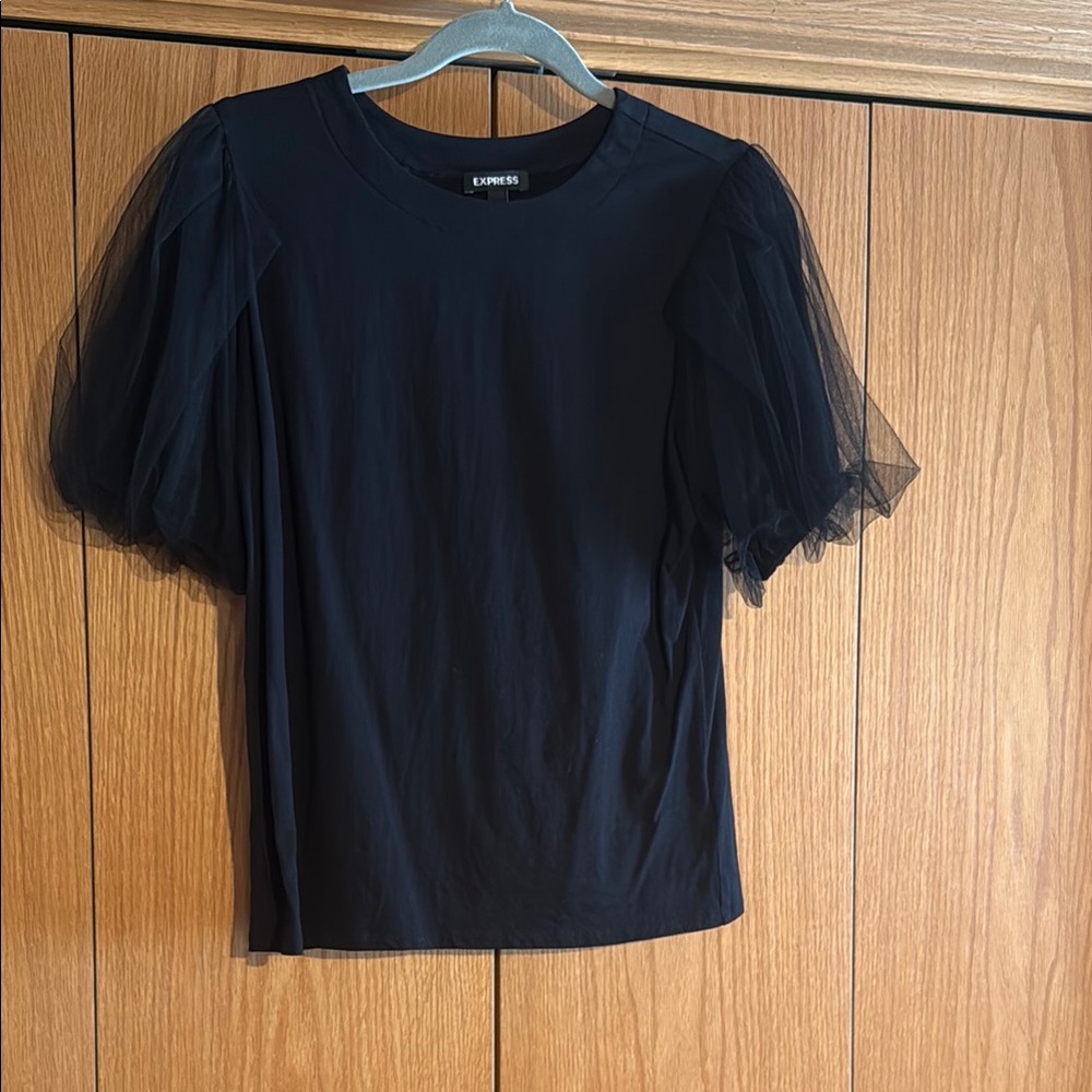 Black Puff Sleeve Top